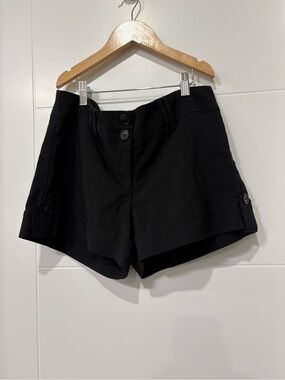 Valia Black High-Waist Button Front Shorts